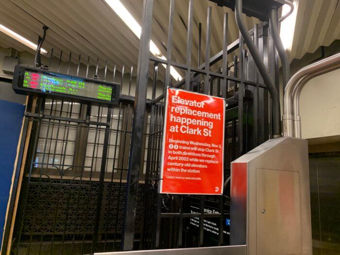 sign at the clark street subway station