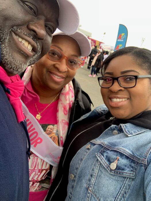 Doris Taylor with her husband and daughter at a breast cancer walk