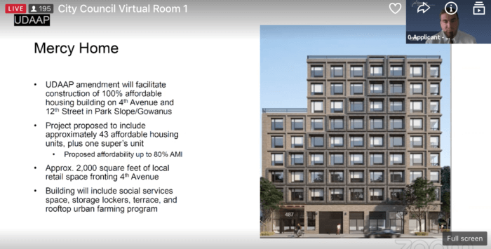 screenshot of a slide showing marcy home, part of the gowanus neighborhood plan