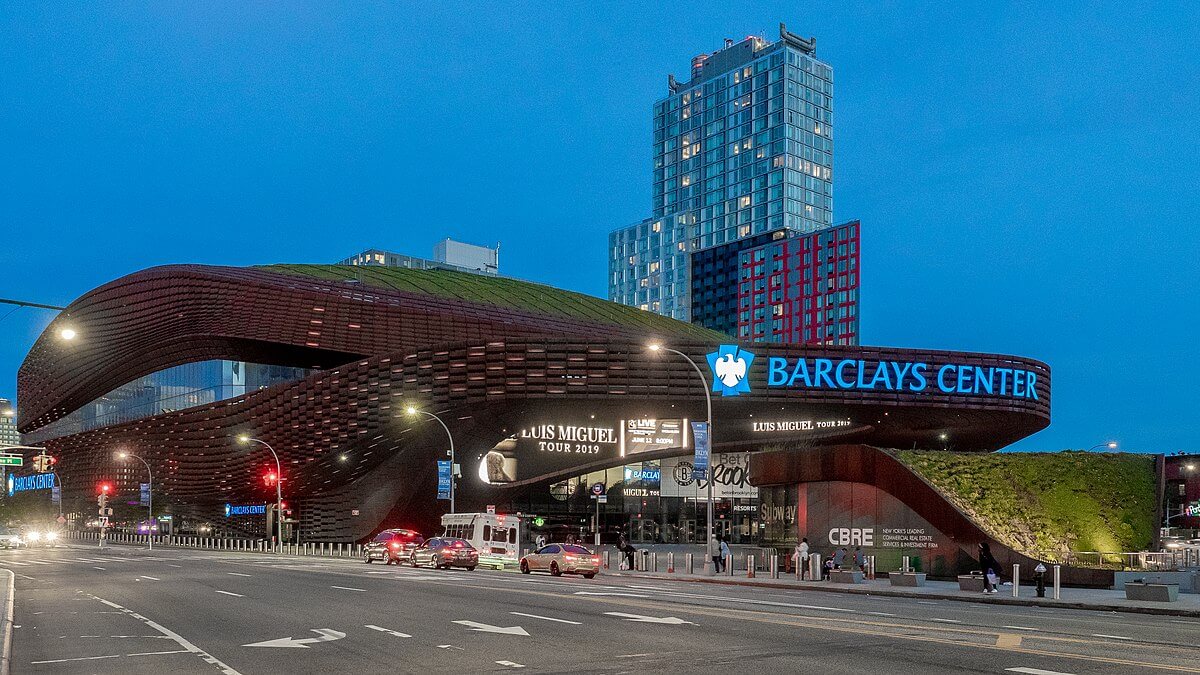 barclays center, part of atlantic yards redevelopment, at night