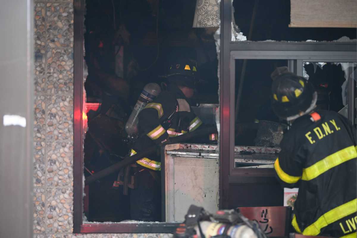 Firefighters operated five hose lines