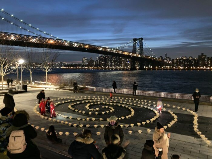 spiral labyrinth at winter solstice festival hosted by secret lantern society