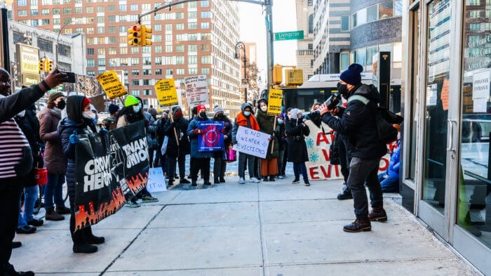 picture of joel feingold of crown heights tenants union at rally