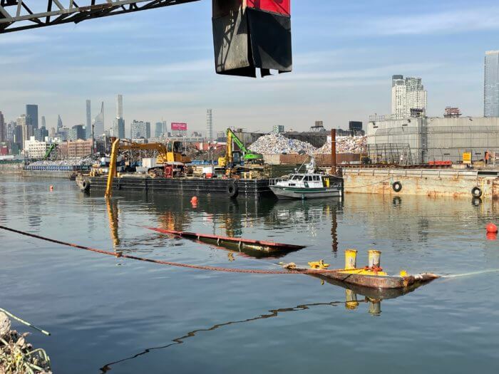 sunken barge in newtown creek
