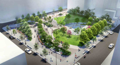 a rendering of the park at abolitionist place