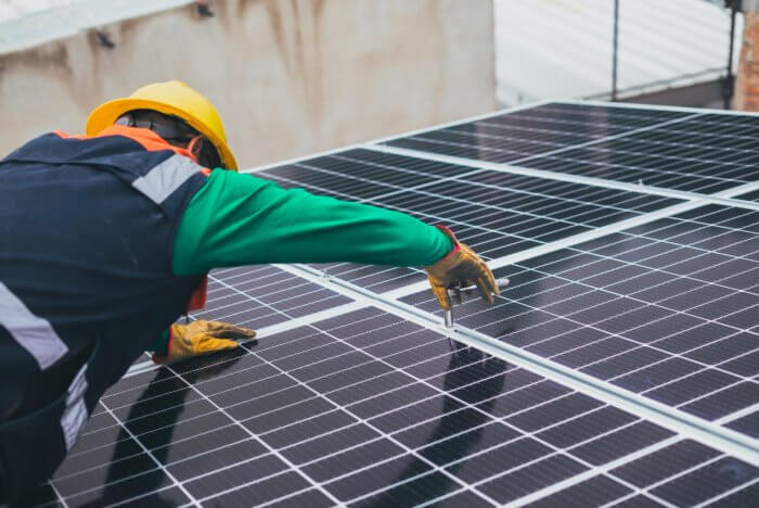 solar panels being installed