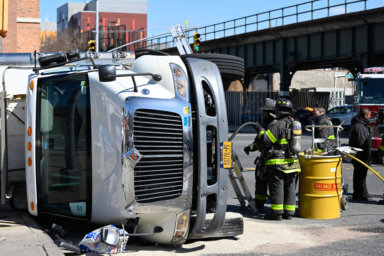 a truck overturned in east new york