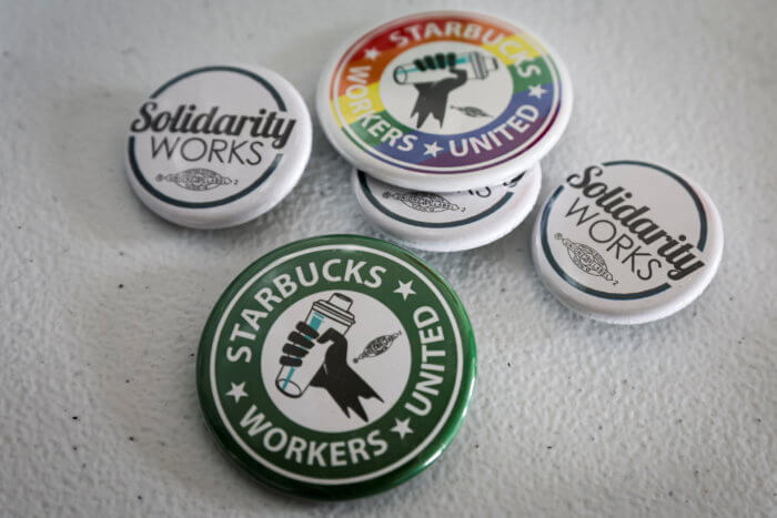 pro-union starbucks buttons