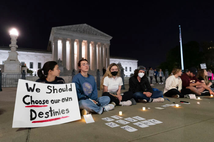 people outside supreme court after abortion decision