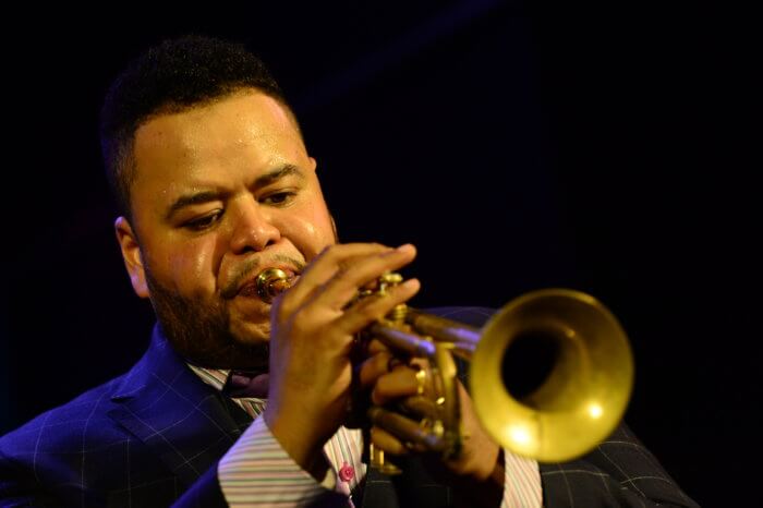 Jumaane Smith plays the trumpet at On Stage at Kingsborough
