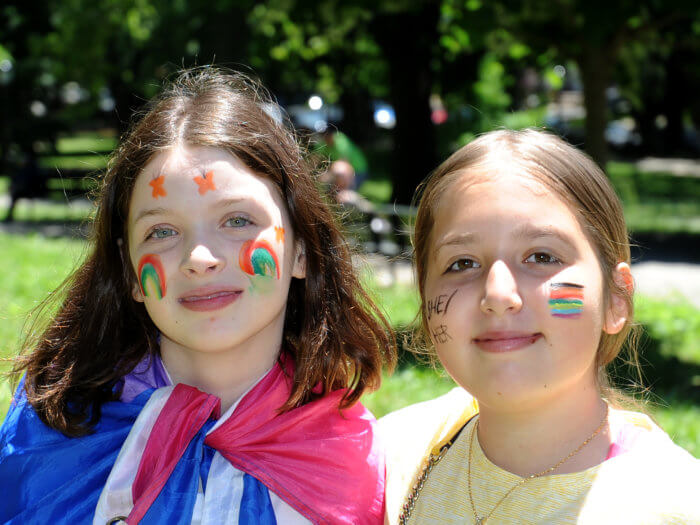 young people with pride face paint at gayridge