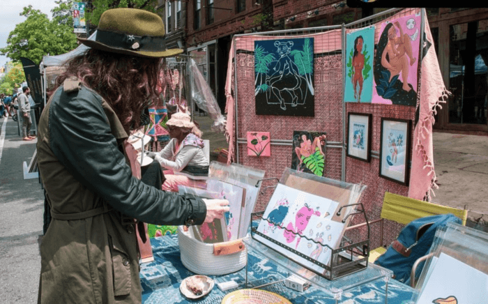 people browse at taste of park slope and brooklyn pop up artisans fair