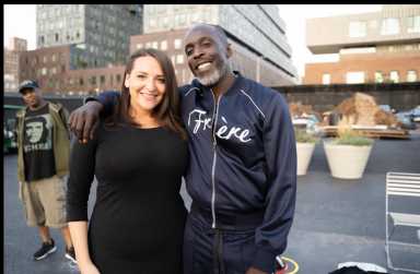 new district leader dana rachlin, woman with brown hair in all black outfit, with partner michael k williams