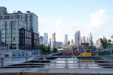 gowanus canal with buildings on side