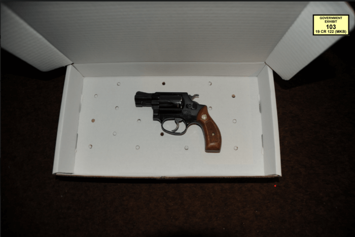 a gun, evidence of gambino crime family associate's murder of bk loan shark