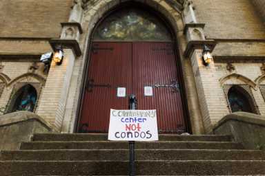 signs outside park church coop