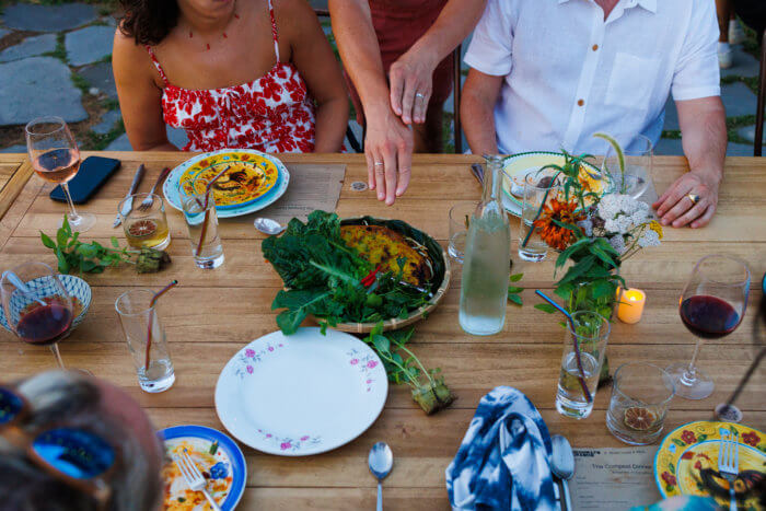 dish on table at brooklyn grange compost dinner