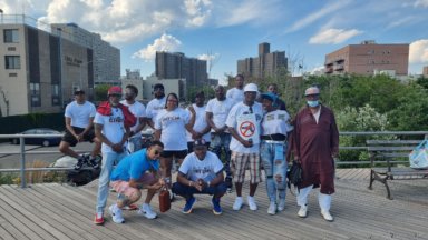 operation h.o.o.d members on the coney island boardwalk after an antiviolence rally