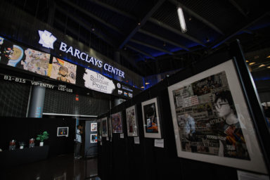 basquiat-inspired framed artworks at barclays center