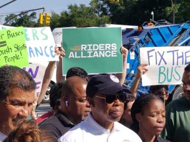 mayor eric adams flatbush avenue bus lane