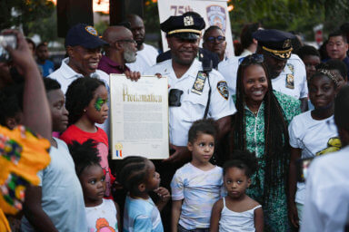 mayor eric adams at national night out on aug 2