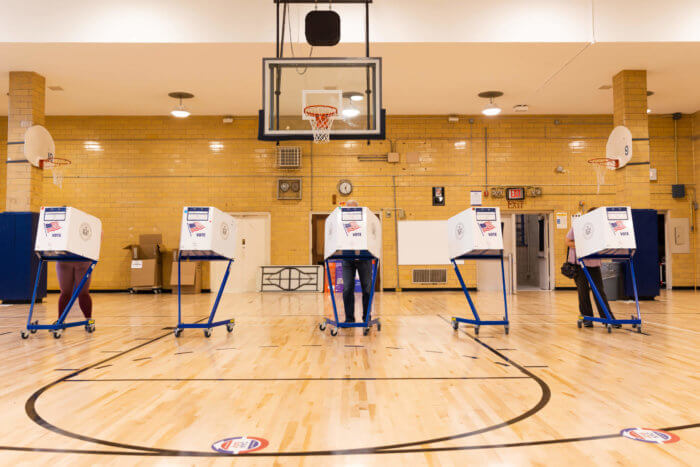 voters in booths primary election