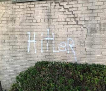 graffiti on wall of sheepshead bay synagogue