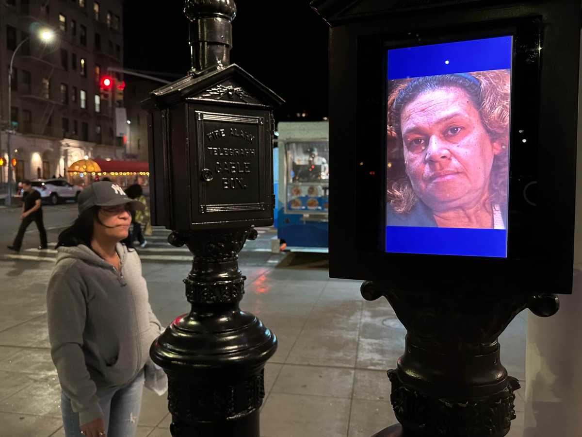 Brooklynites view public art installation in Downtown Brooklyn