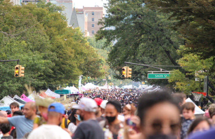 large crowd on atlantic avenue atlantic antic