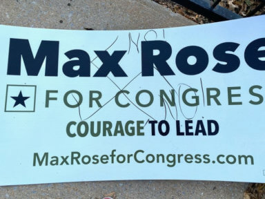 max rose campaign sign defaced with swastika