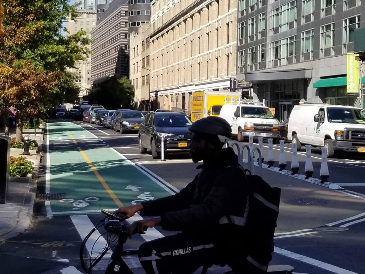 bike rider on schermerhorn street