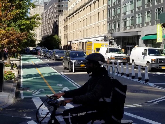 bike rider on schermerhorn street