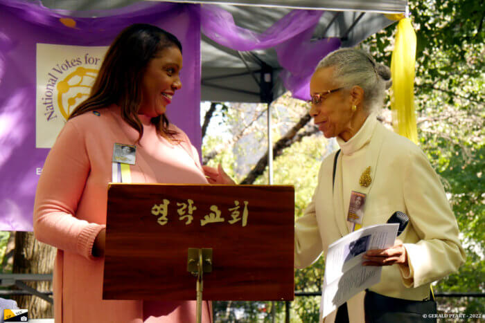letitia james at women's suffrage event