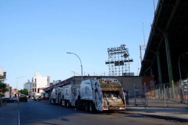 garbage truck woman bensonhurst