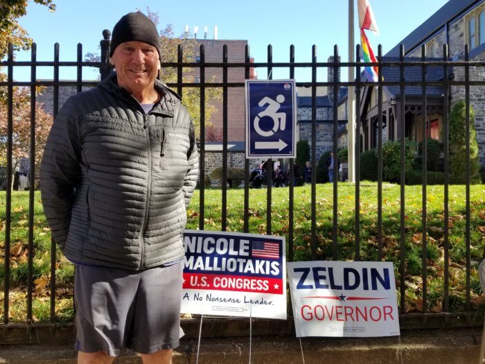 malliotakis and zeldin campaign volunteer near bay ridge poll site