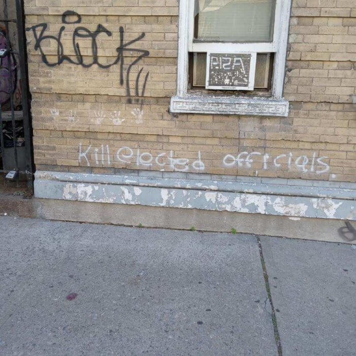 'kill elected officials' graffiti