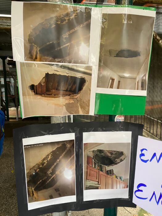 Flatbush tenants shared photos of multiple ceiling collapses in the building.