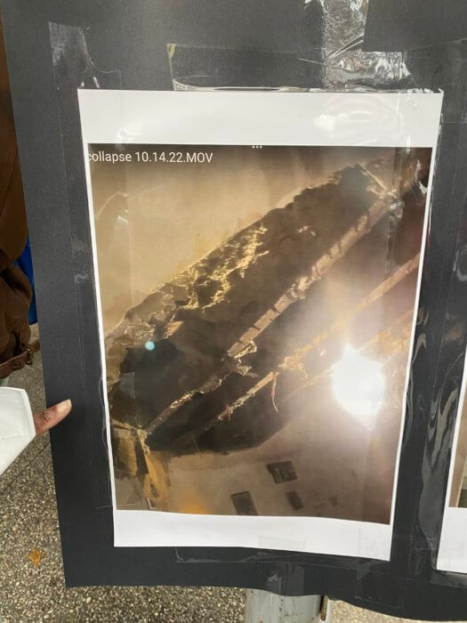flatbush tenants shows photo of collapsed ceiling