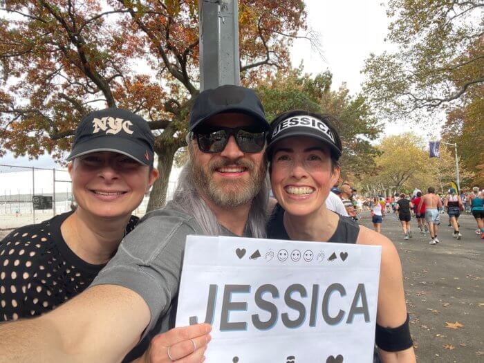 jessica allen with friends at new york city marathon