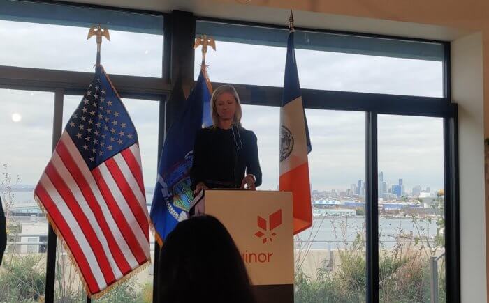 president of equinor at a press conference in Brooklyn grange