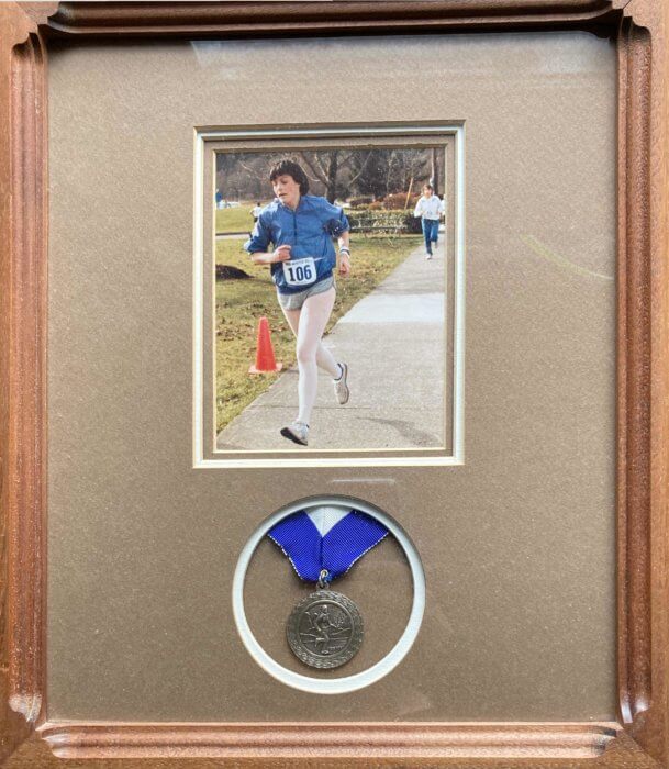 jessica allen's mom running a marathon and her medal