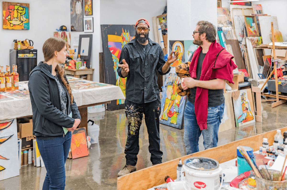 artist speaking at shop the studios