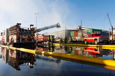 fire truck at red hook warehouse fire