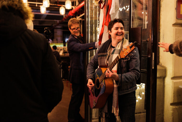 musicians perform during the mari lwyd