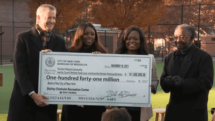 people with check for shirley chisholm recreation center