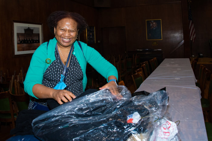 Pamela Walker accepets donations for the drive.