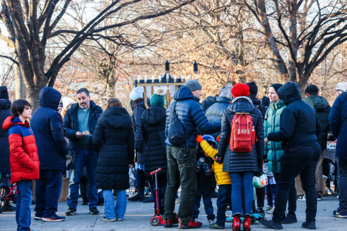 people at park slope menorah lighting