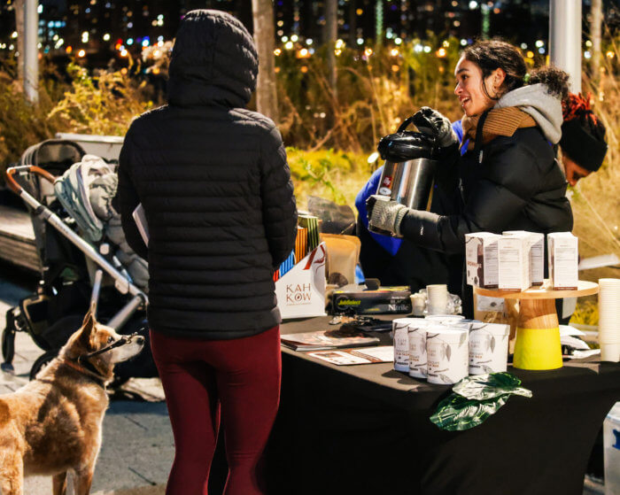 people drink hot chocolate at lantern festival