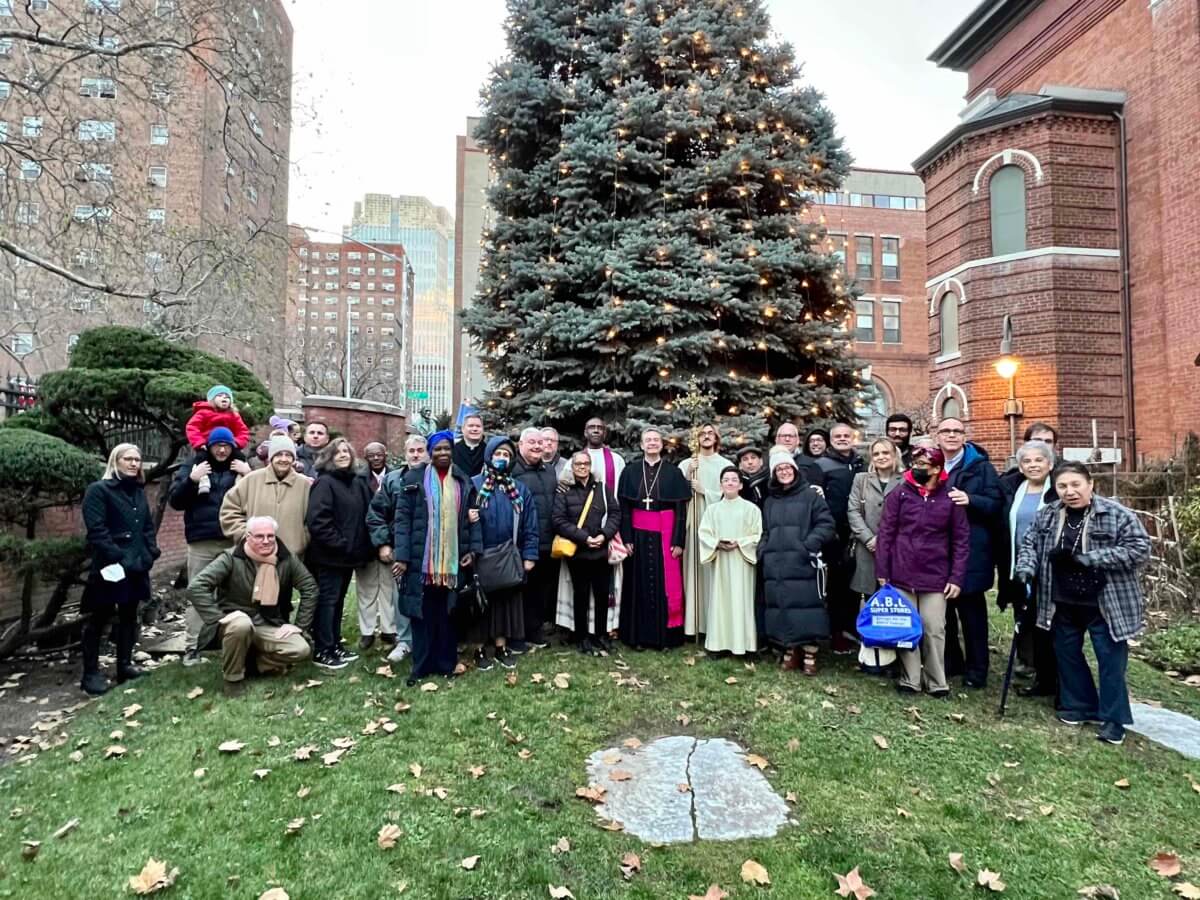 Bishop Brennan lights Christmas tree at the Cathedral Basilica of St. James in downtown Brooklyn.