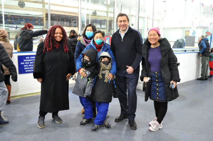Councilmember Ari Kagan, assembly member Mathylde Frontus and other Brooklyn residents enjoyed a day on the ice.